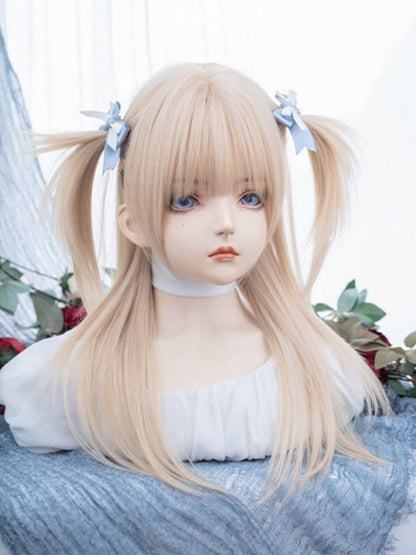 Light Blonde Long Straight Synthetic Wig With Bangs
