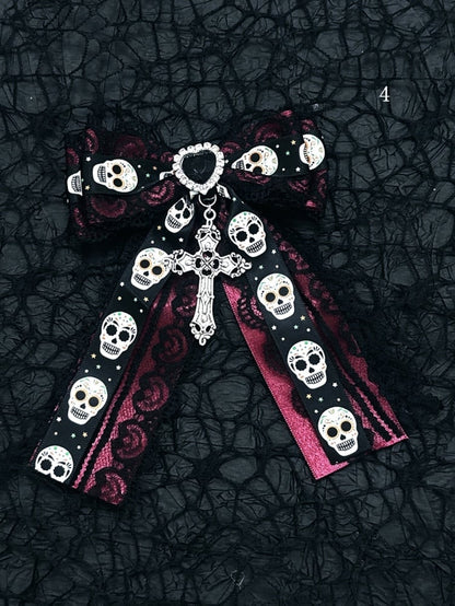 Black Red Halloween Jirai Kei Bowknot Hairclips