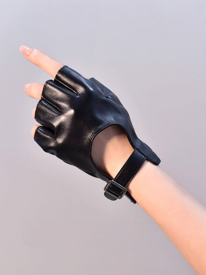 Cyberpunk Buckle Black/White/BlackWhite Finger Gloves