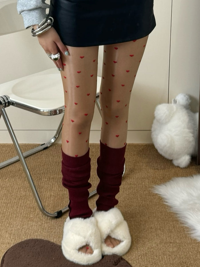 Y2K Tights Pattern Black/Nude Heart