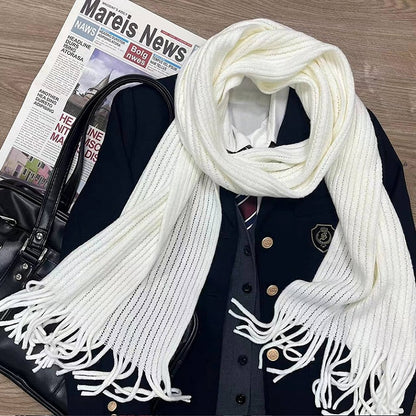 Uniform Red/White Tassels Scarf Knitted JK Details