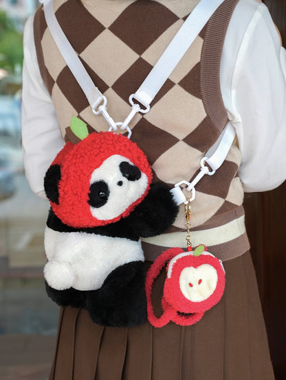 Cute Backpack Bag Keychain Backpack/Crossbody Apple Plush + Hat Panda