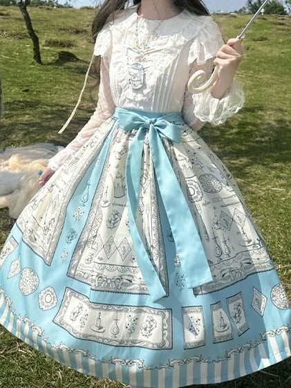 Print Blue Classic Elegant Lolita Skirt