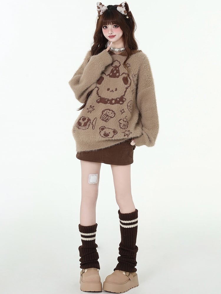 Cute Teddy Bear Fuzzy Hooded Sweater