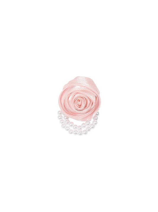 Pink Rose Brooch / Beige White