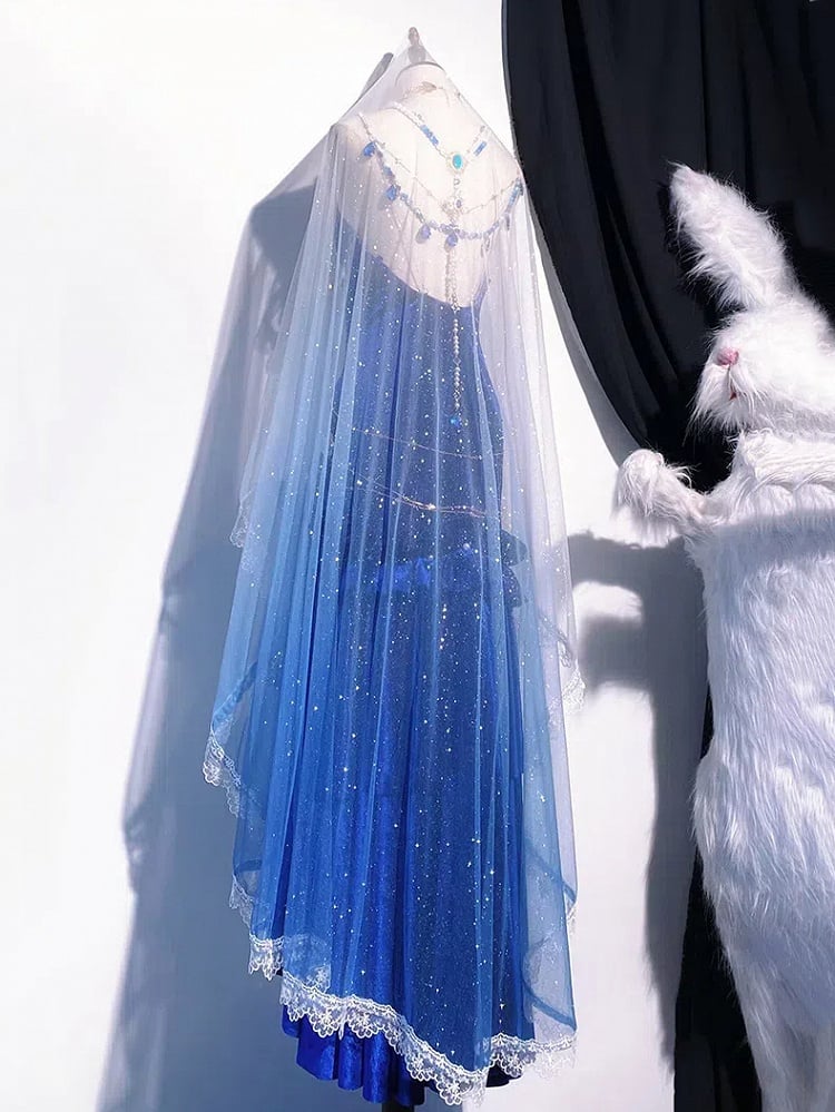 Voile scintillant bleu / rouge / noir