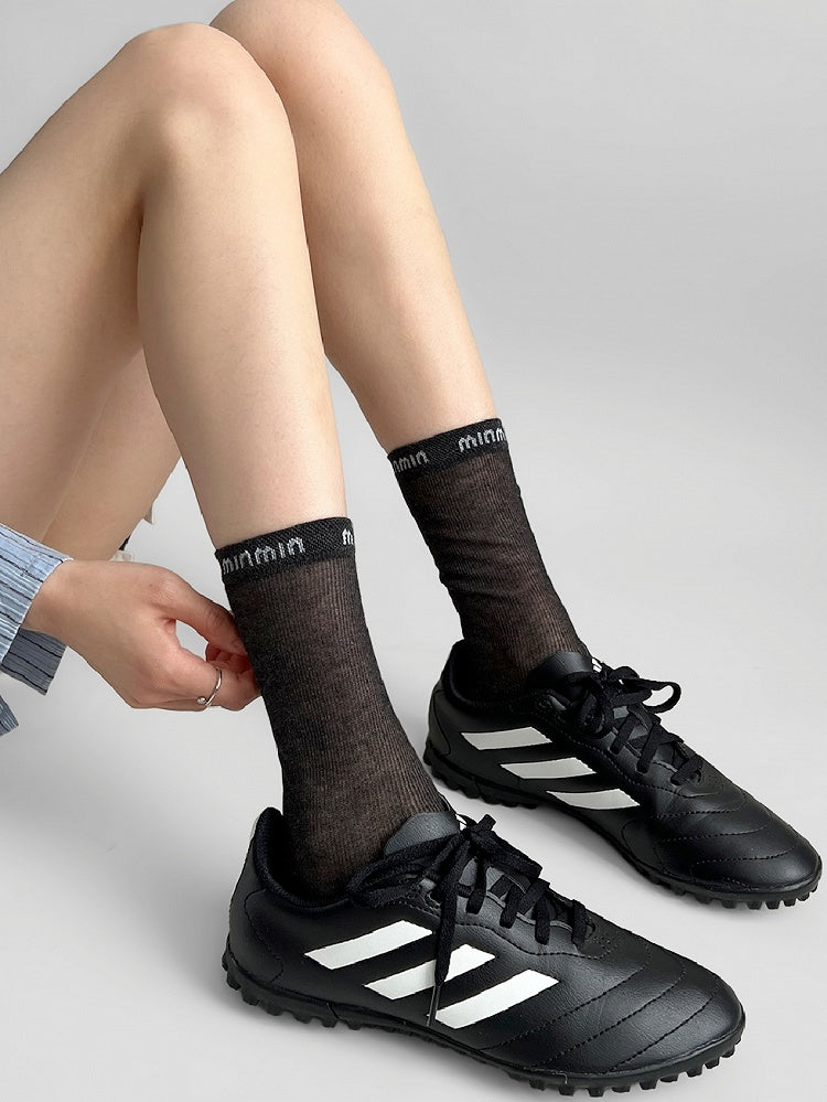 Socks Embroidered White/Brown/Black/Khaki Letter