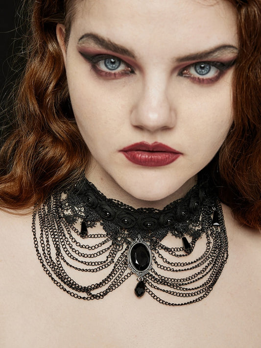 Goth Headwear Lace Choker