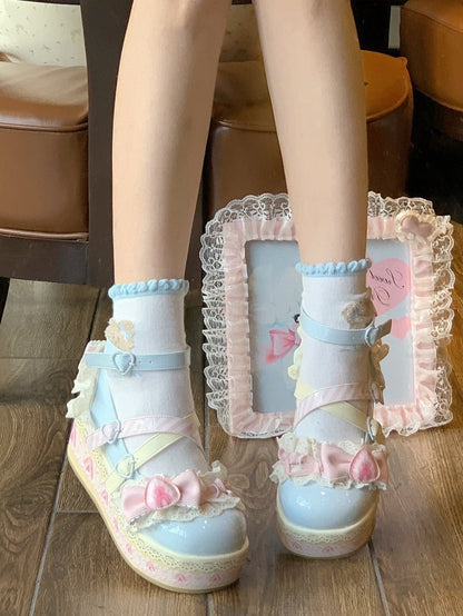 Accents Jane Strawberry Bow Blue Cake Sweet Lolita Shoes Sea Salt Mary Platforms