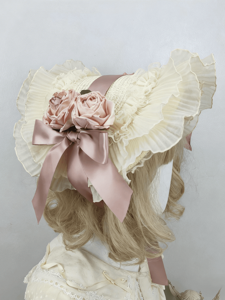Floral Design Lace Straw Options Bow 4 Trim Bonnet Big