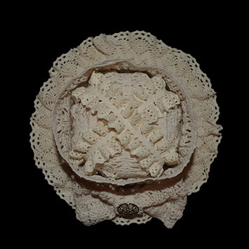 Mini Hat Design Bowknot Beaded Decorated Beige