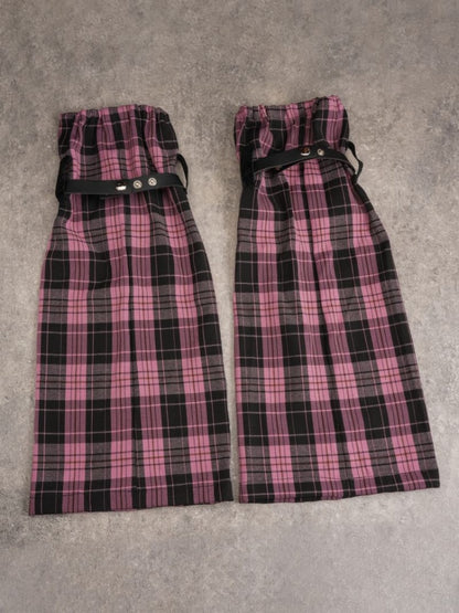 Pins Black and Pink Plaid Leg Sleeves