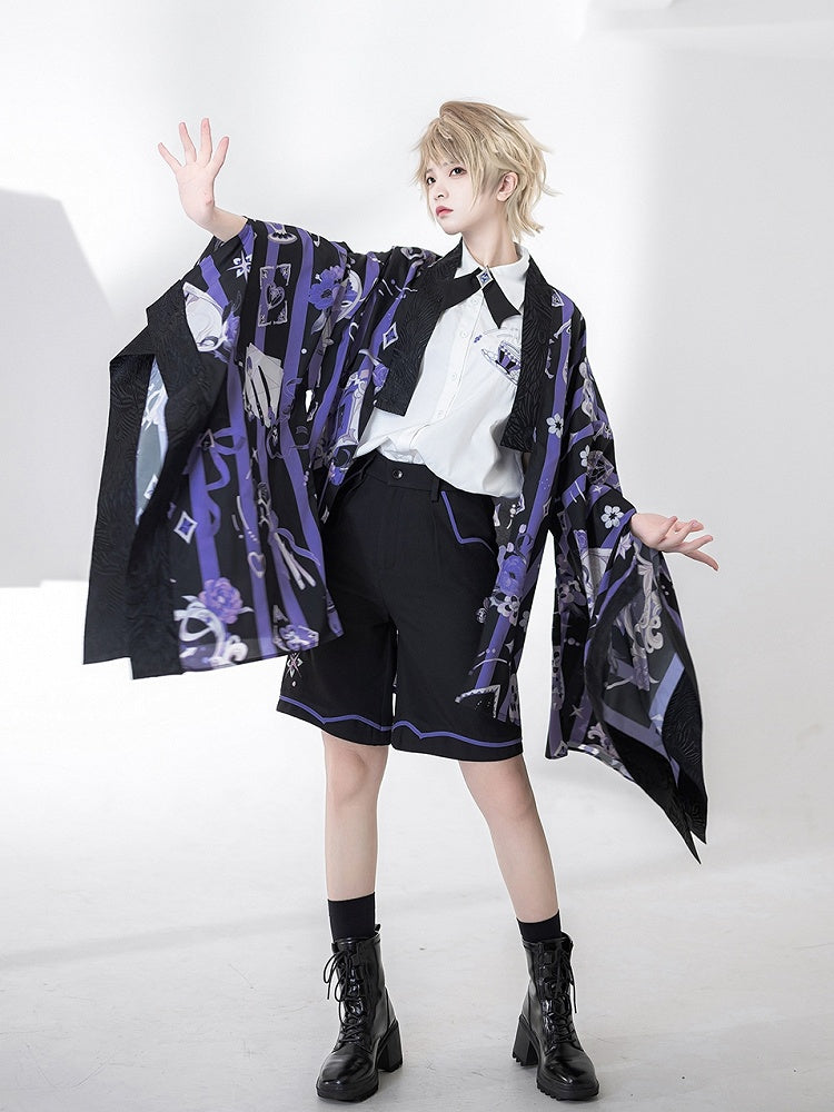 White Fashion Tea Cup Ouji Summer Embroidery Shirt Pocket