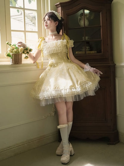 Floral Versatile Butterfly Yellow Light Dress Print and Neckline