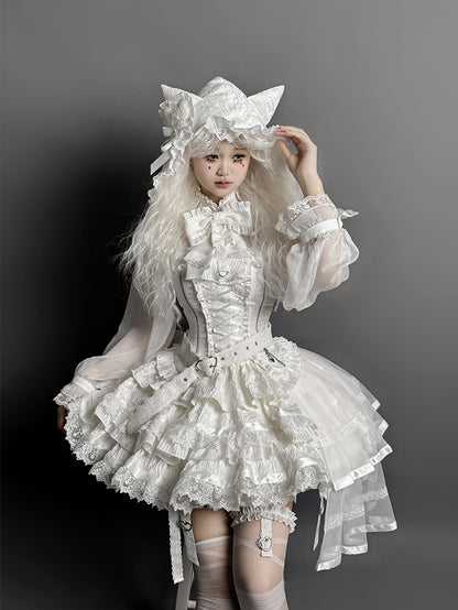 / Hood Cat Ears White Black Red