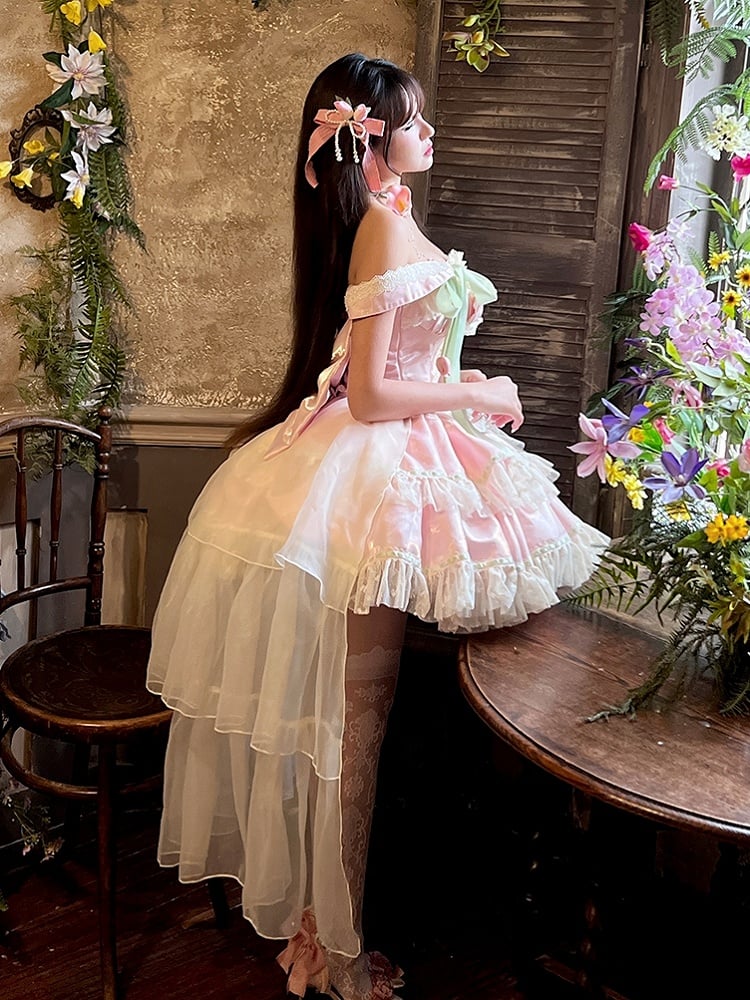Fairy and Corset Green Dress Pink Theme Kei Tulip