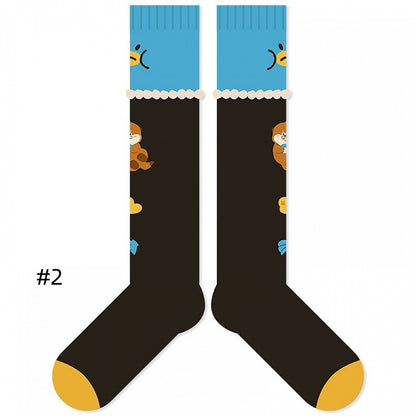 Cute Otter Pattern Ruffled Cuff Cartoon Socks