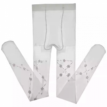 White Semi-sheer Sakura Pattern Lolita Tights