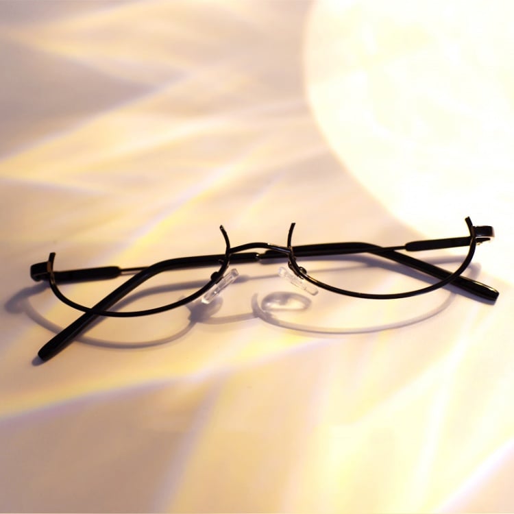 Cyberpunk Black Semi-rimless Glasses Y2K Lensless Eyeglasses