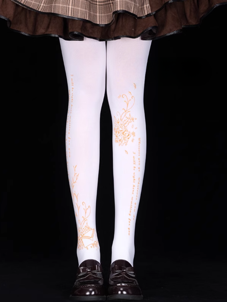 Rosette Black/White Lolita Tights