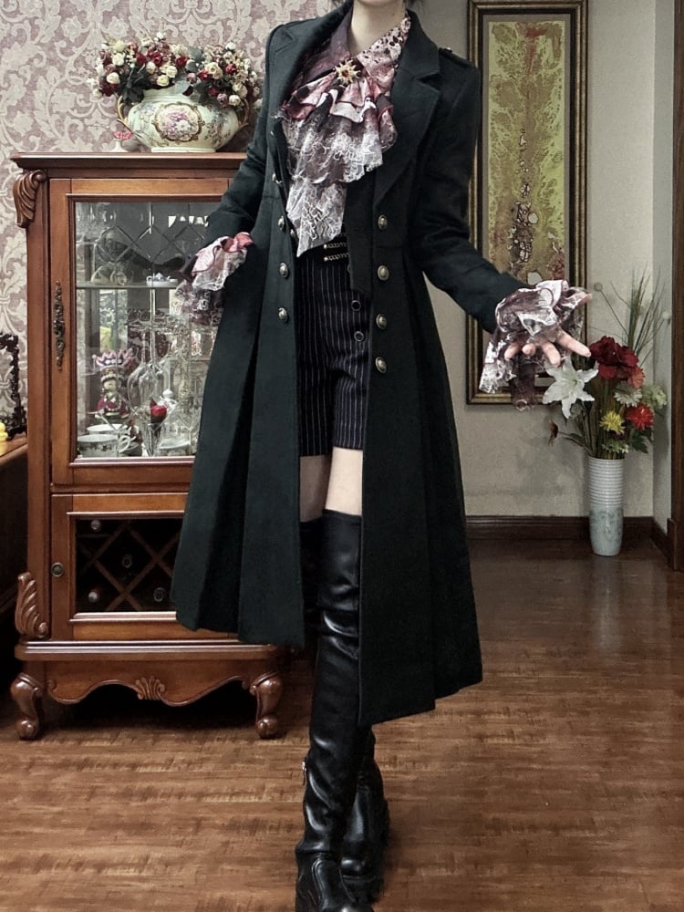 Dark Green Ouji Fashion Lolita Gothic Prince Winter Woolen Coat