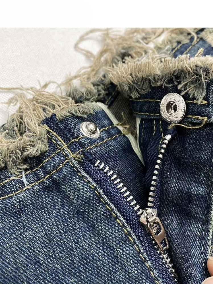 and Shorts Raw Cuffs Distressed Details Glamorous Y2K Frayed Blue