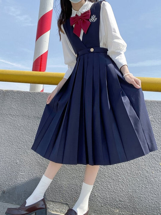 70cm Dark / High Waist Box Pleat Skirt Overalls 65 Blue Length
