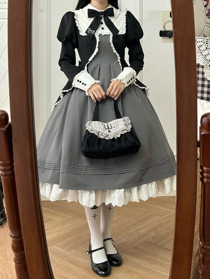 Black and Gray Elegant Juliette Sleeves Lolita Dress