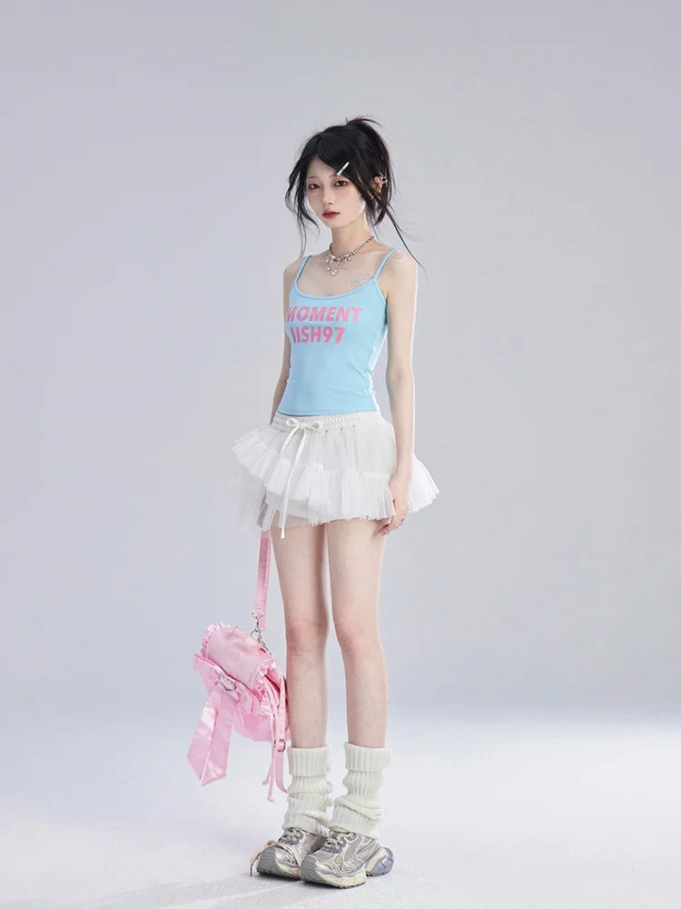 Blue Letter Print Bittersweet Cami Top