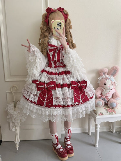 Bows Skirt Lolita Dress Hanayome Red Decoration Big Tiered