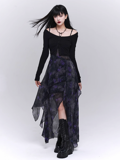 Black Slim-fitting Knitted Cropped Cardigan