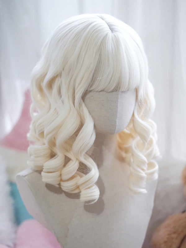 Blonde/Brown/Black/White/Red Above Bust Length Roman Curly Wig With Full Bangs