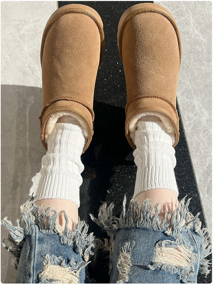 White Thickened Cotton Winter Socks Milk
