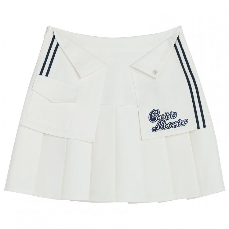 White Sports Slim-fitting Pleated Skirt