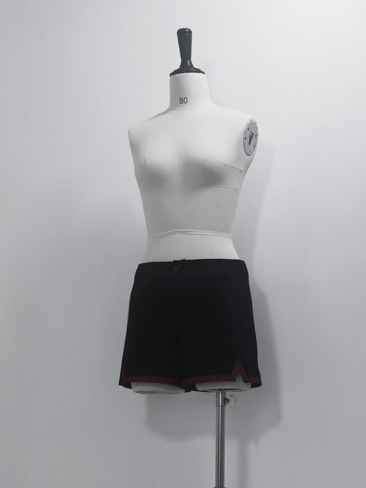 Black Low Waist Shorts with Red Trimming Cuffs