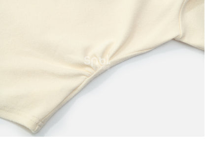 Apricot Bunnyand Teddy Bear Long Sleeves Top Ruched