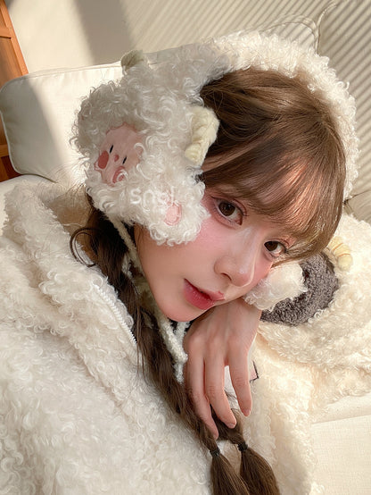 White Cute Lamb Fleece Earmuffs