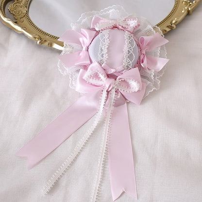 Lolita Bowknot Ballett-Stil Hut Entzückende Mini Rosa-Lila Spitze
