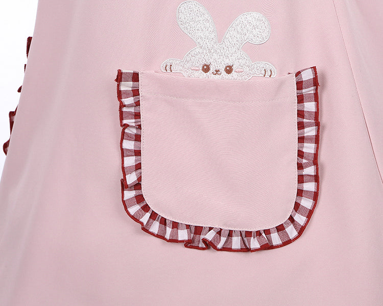 Robe rose clair à col Peter Pan et oreilles de lapin