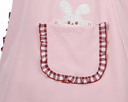 Robe rose clair à col Peter Pan et oreilles de lapin