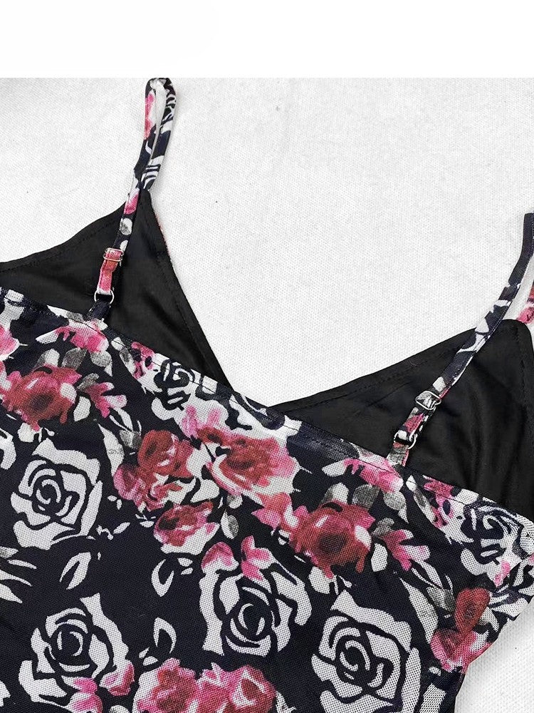 + Floral Top Halter Underskirt Cami Skirt Lace Set- Dress Holiday Neck Black Purple Bittersweet