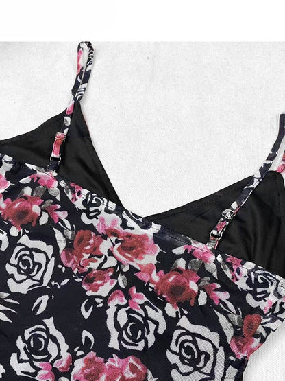 + Floral Top Halter Underskirt Cami Skirt Lace Set- Dress Holiday Neck Black Purple Bittersweet