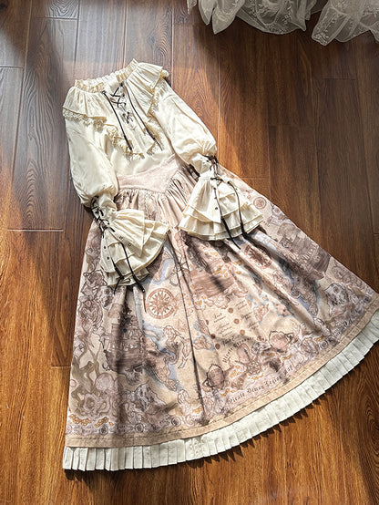 Pirate Skirt Print Waist Creamy Ship Lolita Belt Corset