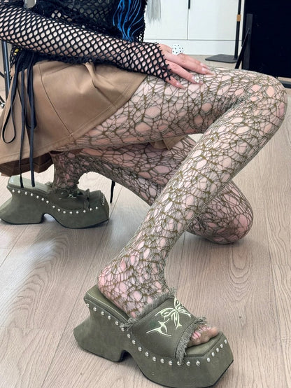Wasteland Options Tights Punk 5 Cut-out Details Color