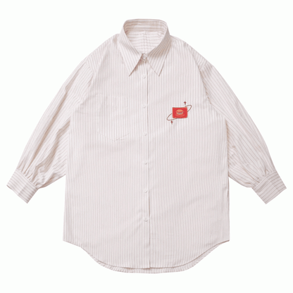 Oversize-Shirt mit Burger-Stickerei-Applikation, Rosa/Weiß