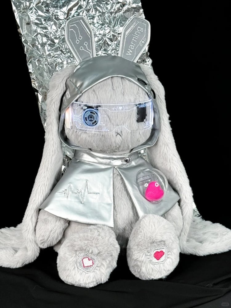 Cyberpunk Cyber Bunny Silver Plush Bunny Bag / Plushie