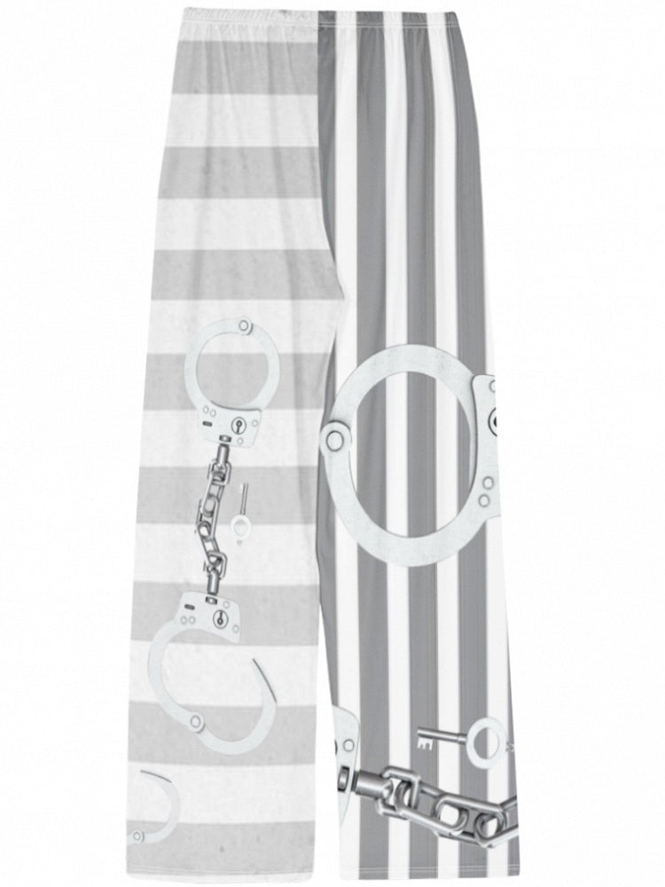 Pants Fashion Pattern Gyaru Gray Straight-leg Striped Cut