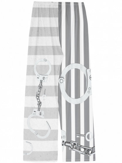 Pants Fashion Pattern Gyaru Gray Straight-leg Striped Cut