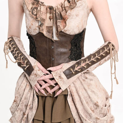 Light Brown Lace-up Steampunk Sleeves