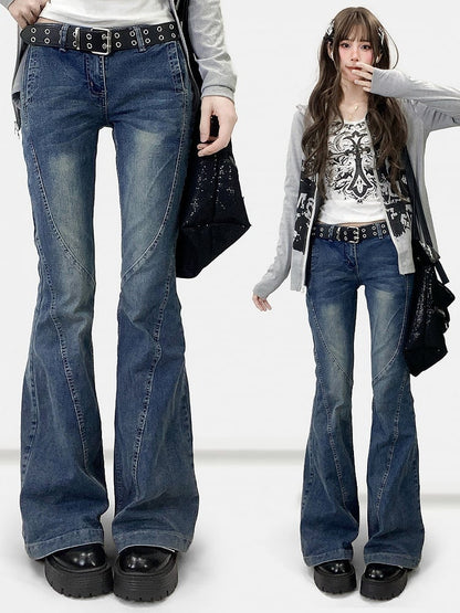 Jeans Taille Silhouette Flare Low Blau